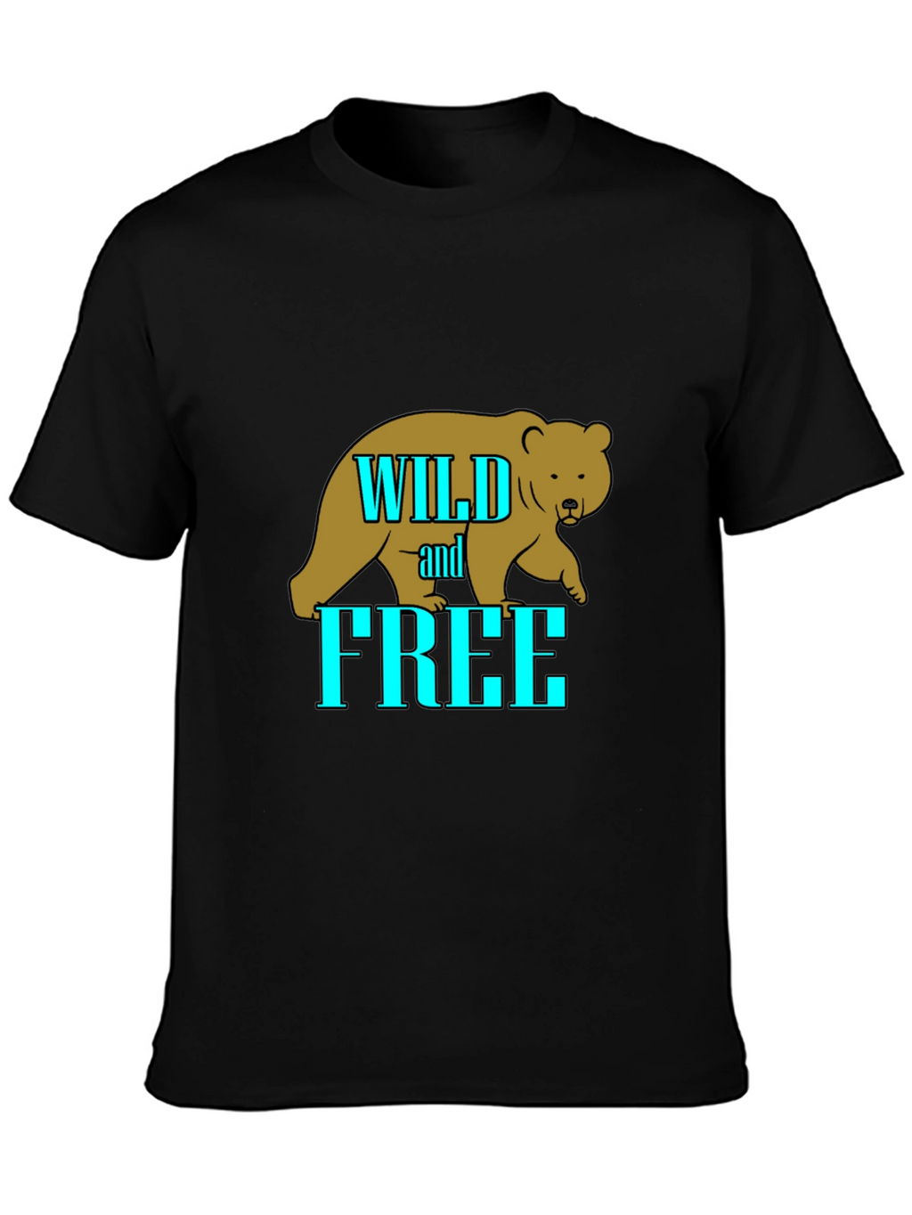 Wild and Free Bear Graphic T-Shirt - Black