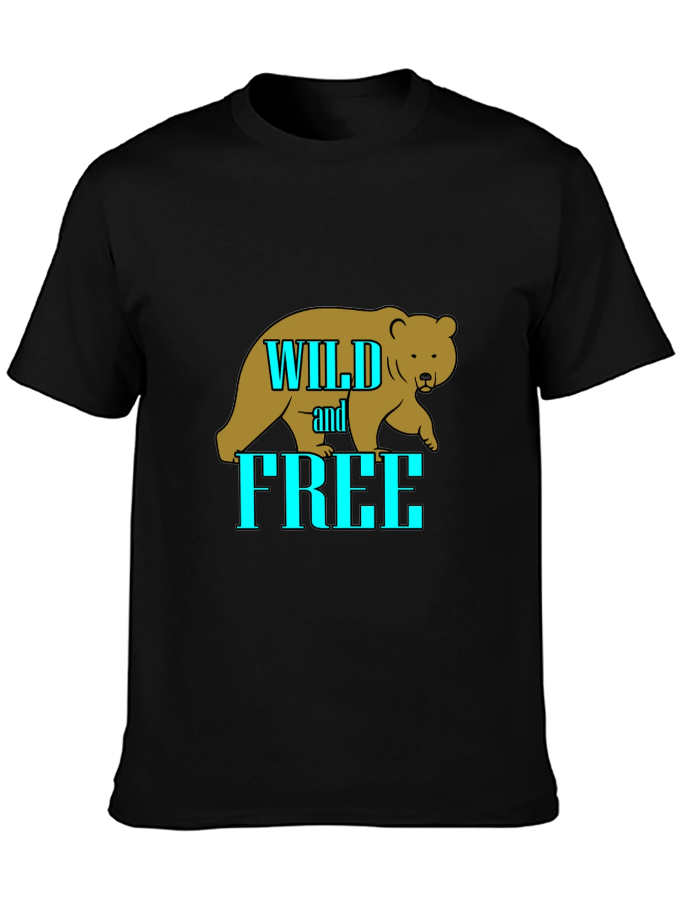 Wild and Free Bear Graphic T-Shirt - Black