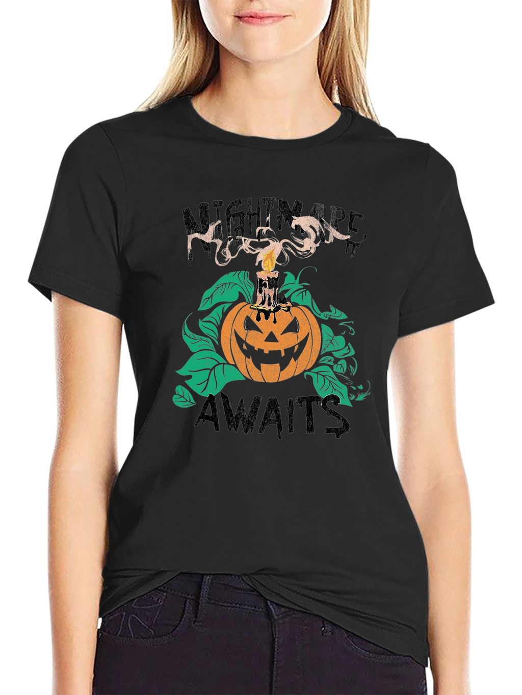 Nightmare Awaits Halloween T-Shirt - Spooky Pumpkin Tee