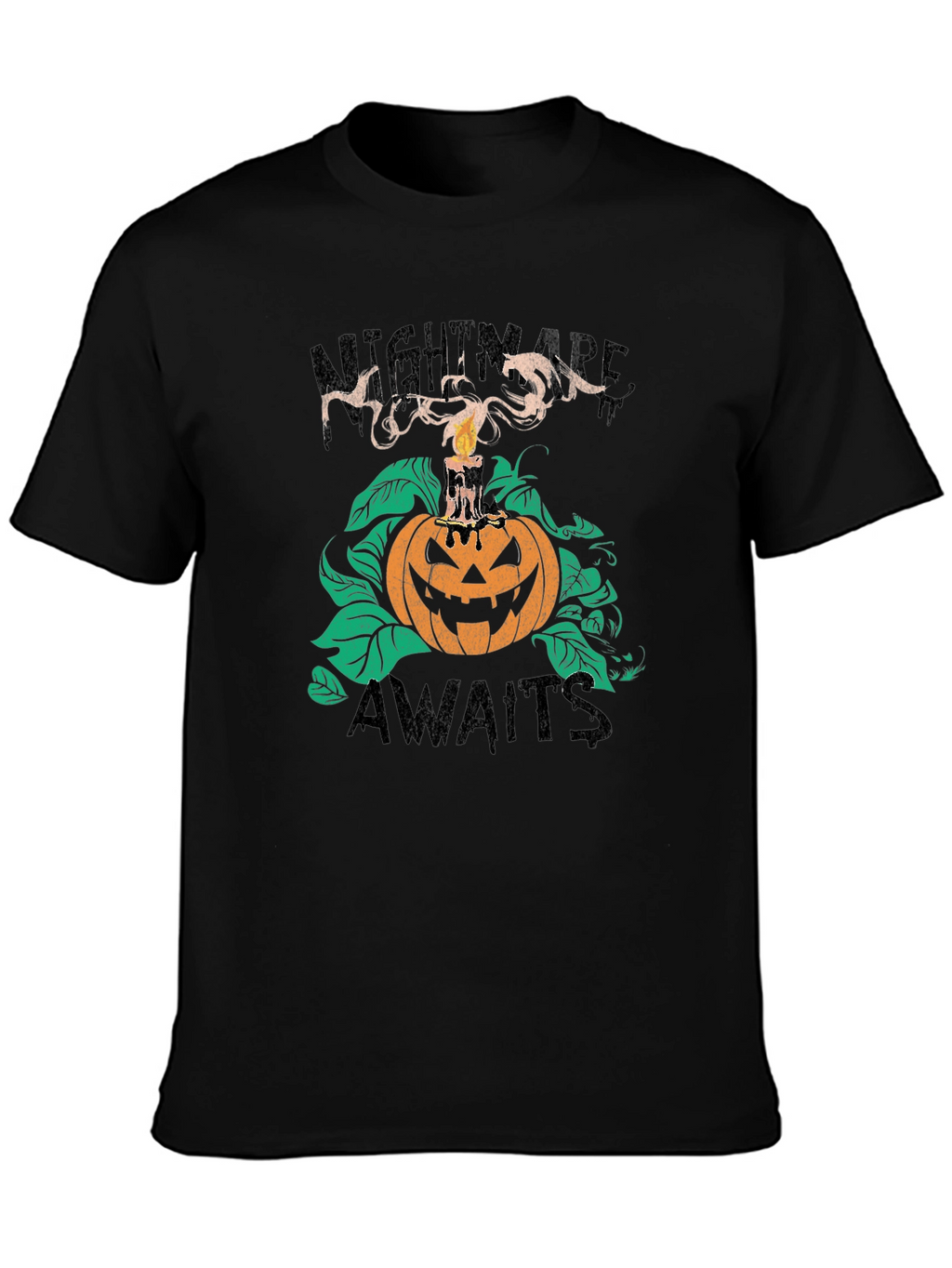 Nightmare Awaits Halloween T-Shirt - Spooky Pumpkin Tee