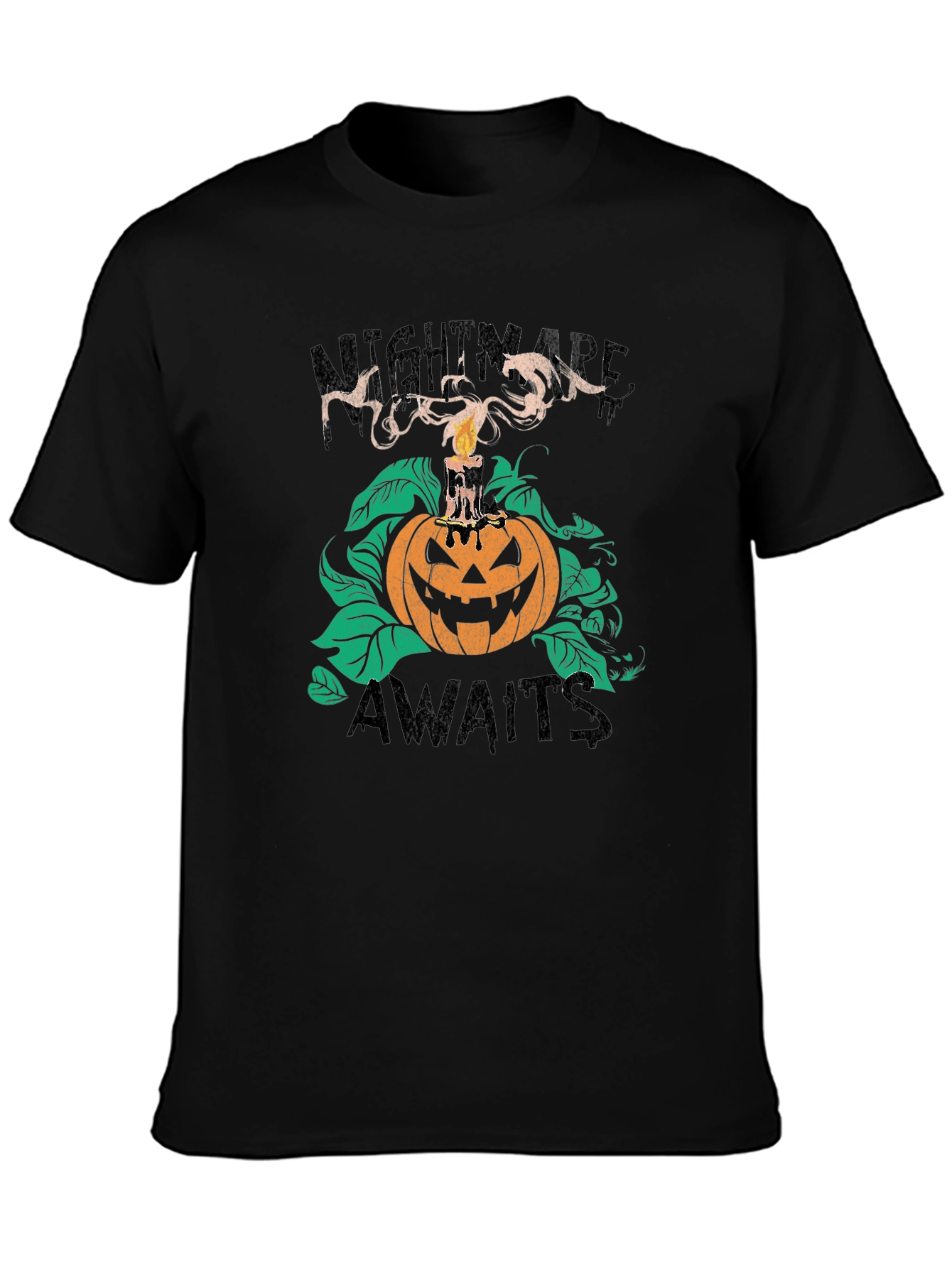Nightmare Awaits Halloween T-Shirt - Spooky Pumpkin Tee