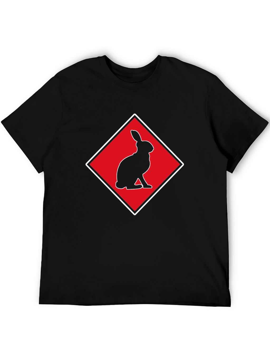 Rabbit Silhouette Tee - Red Diamond Design