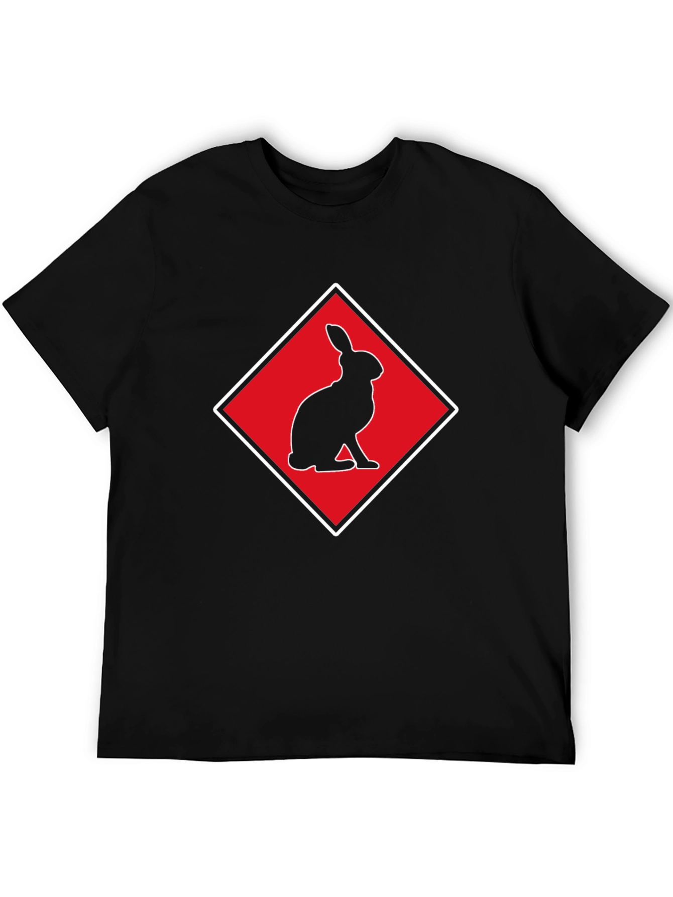 Rabbit Silhouette Tee - Red Diamond Design