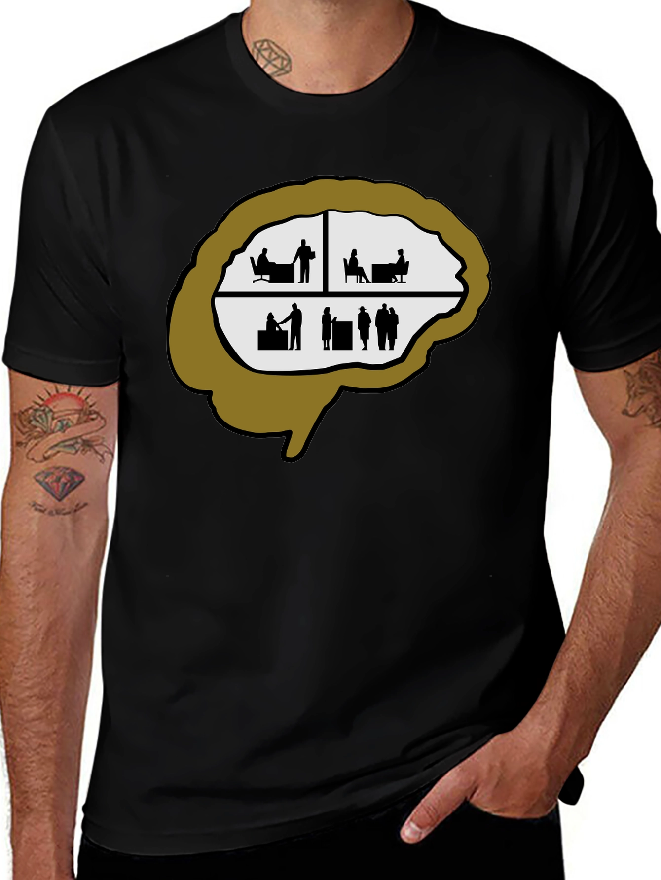 Brain Silhouette Graphic Tee - Unique & Stylish