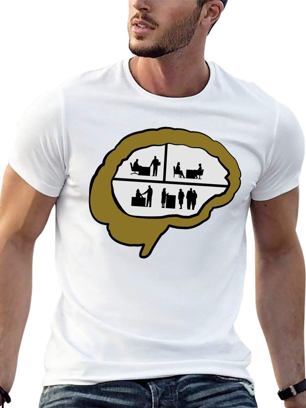 Brain Silhouette Graphic Tee - Unique & Stylish
