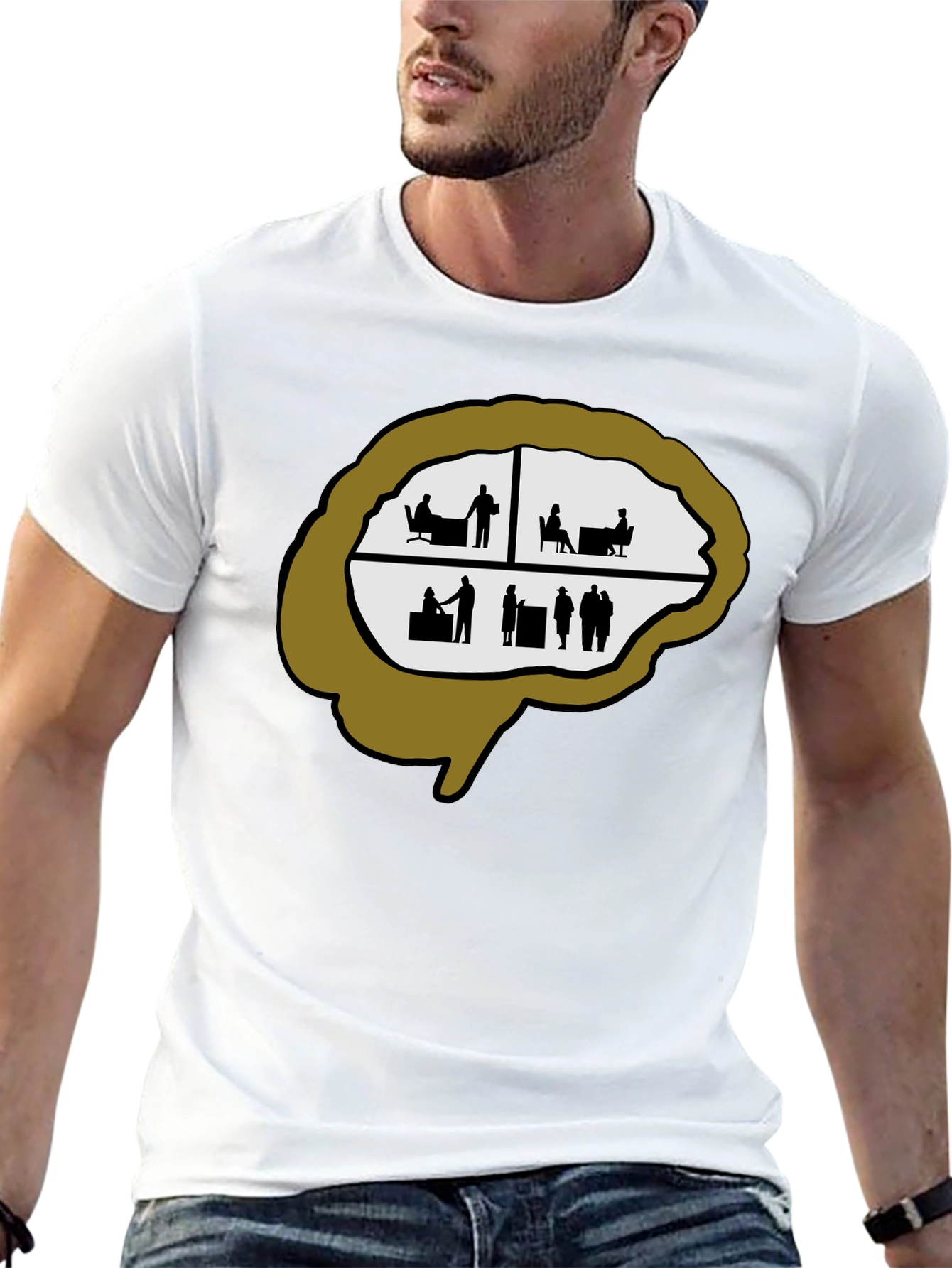 Brain Silhouette Graphic Tee - Unique & Stylish