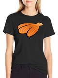 Orange Seashell Graphic Print Black T-Shirt