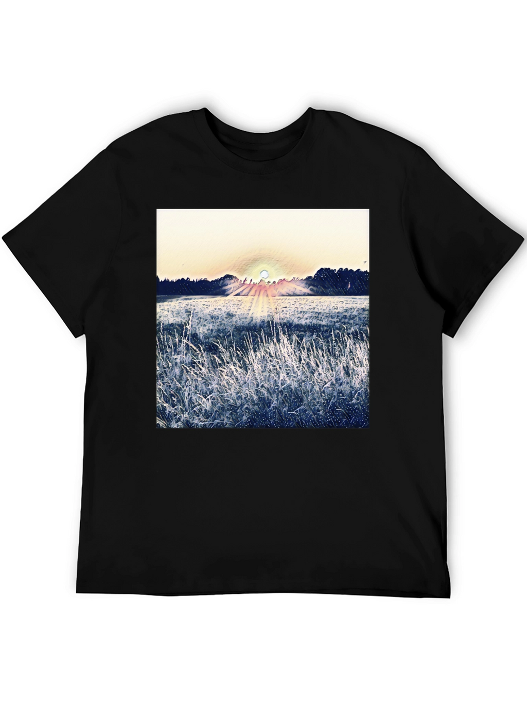 Nature Sunrise Graphic T-Shirt - Black