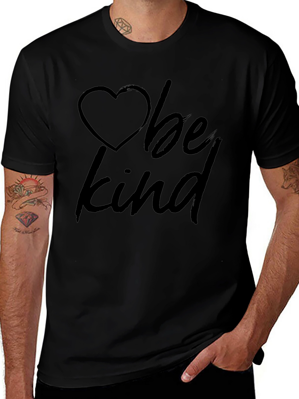Be Kind Heart Graphic Tee -  Classic Crew Neck