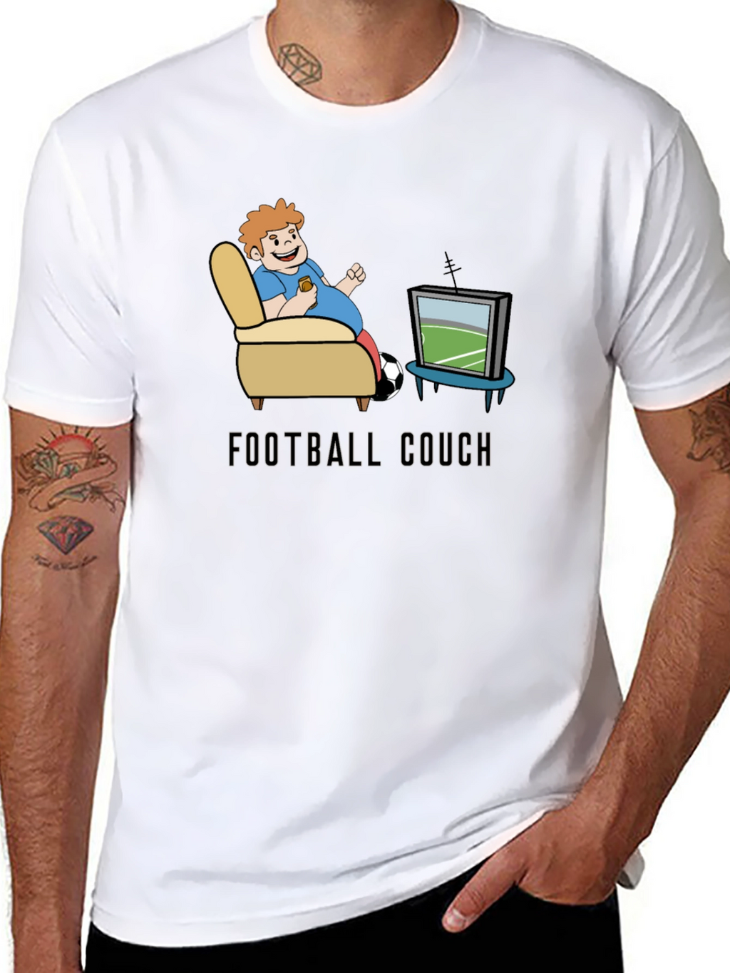 Football Couch T-Shirt: Comfy Fan Tee