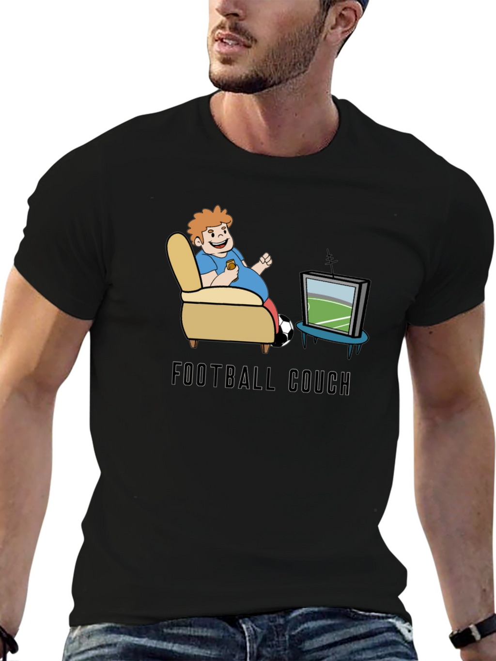 Football Couch T-Shirt: Comfy Fan Tee