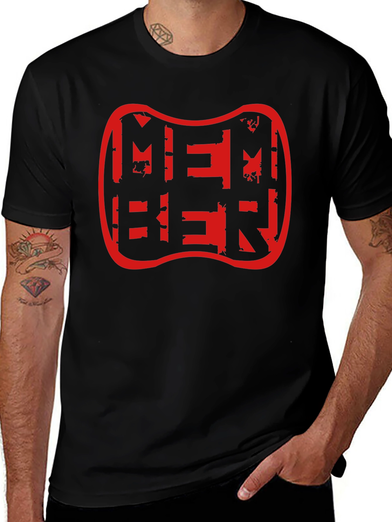 Member Distressed Graphic Tee - Black