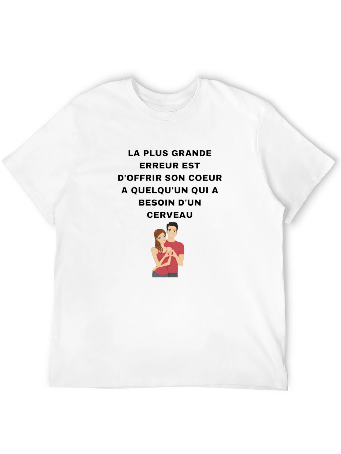 Humorous Graphic T-Shirt - Brains Over Hearts