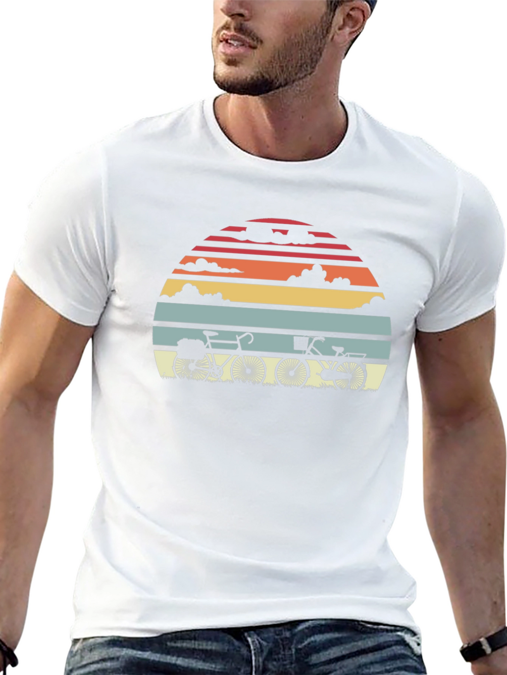 Retro Sunset Bicycle Graphic T-Shirt