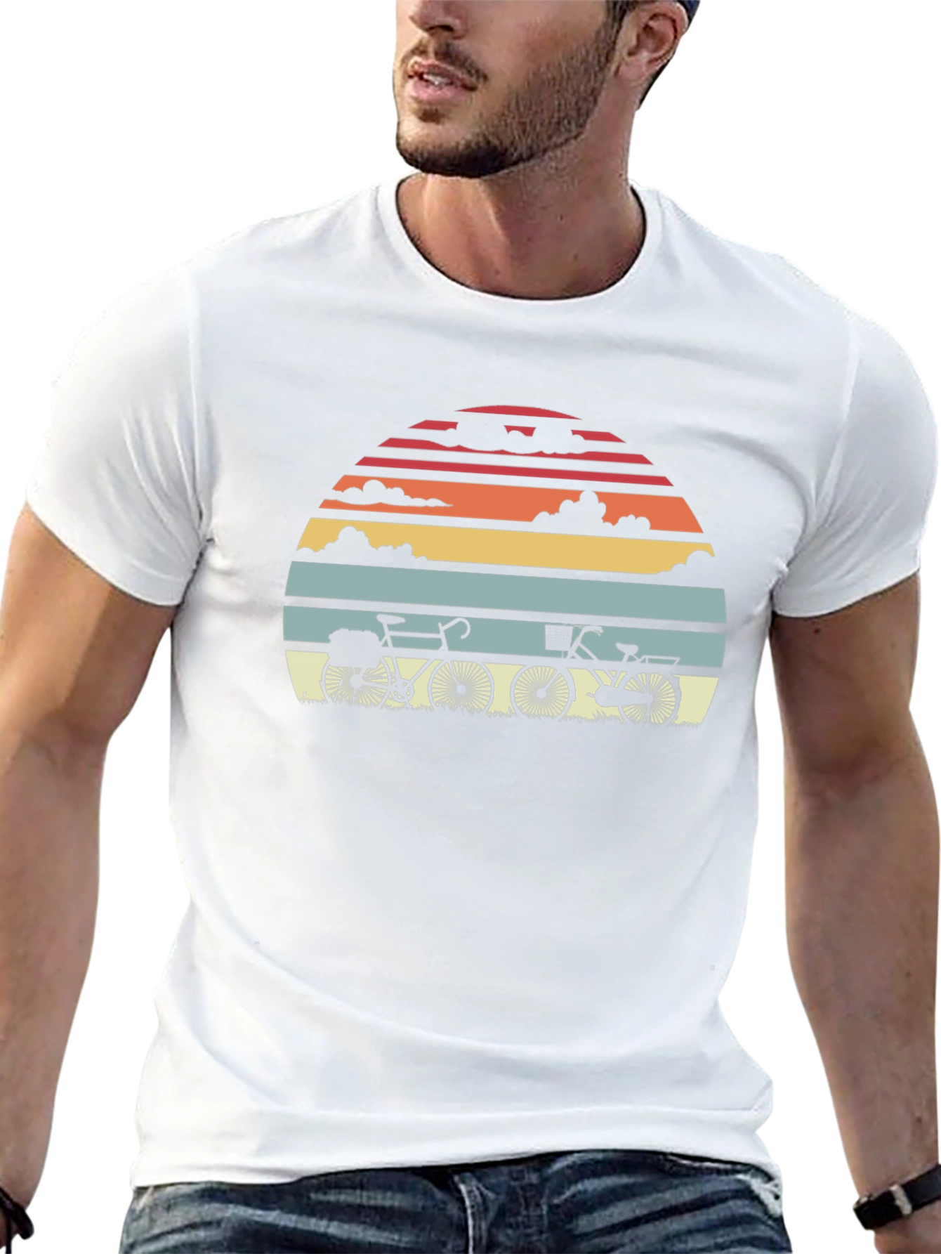 Retro Sunset Bicycle Graphic T-Shirt