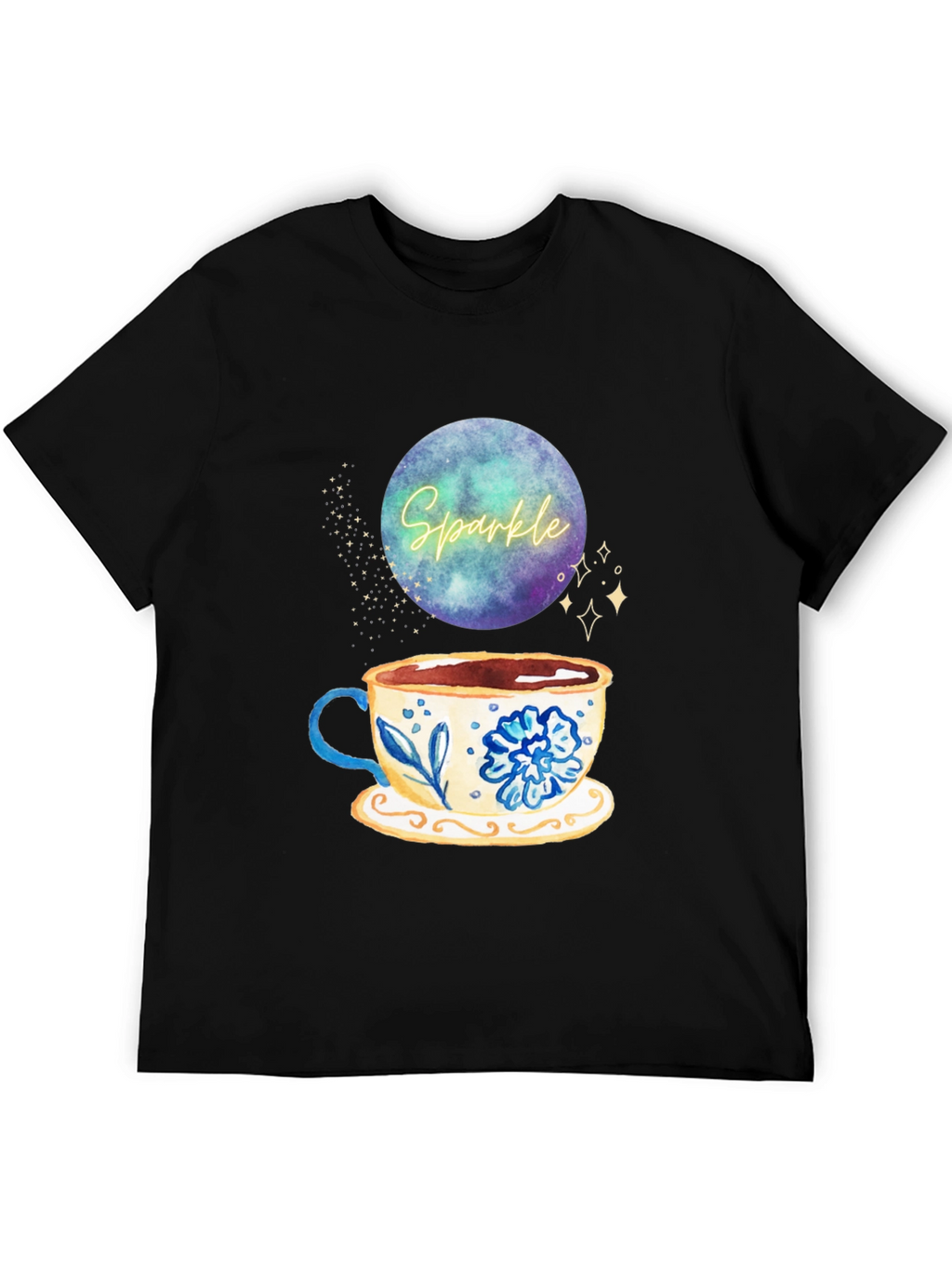 Sparkle Tea Cup Graphic Tee - Stylish Comfort