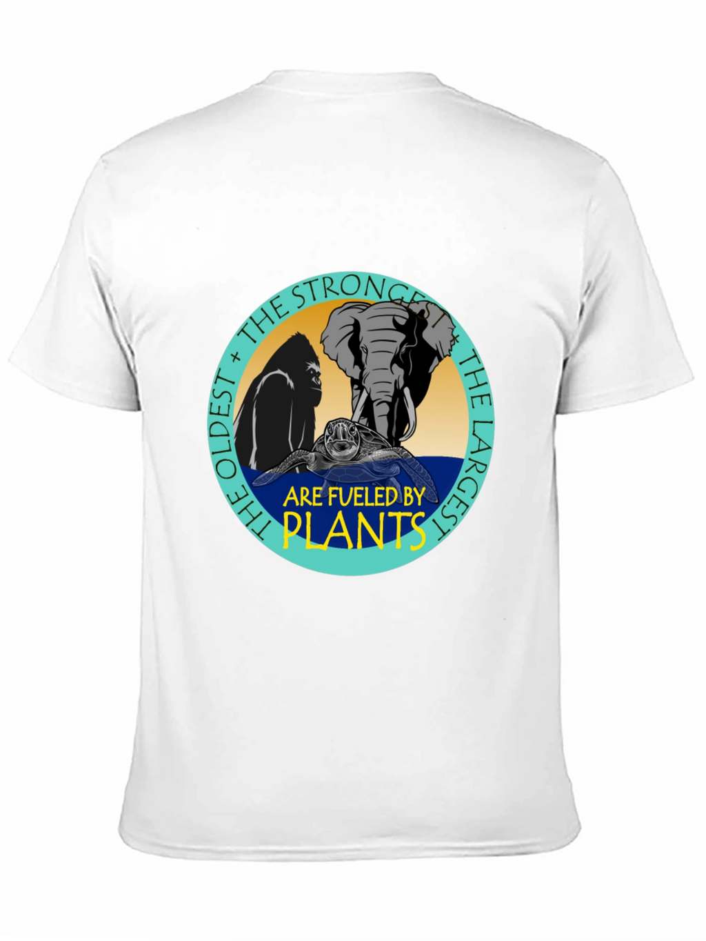 Fueled By Plants T-Shirt: Gorilla Elephant Turtle Design
