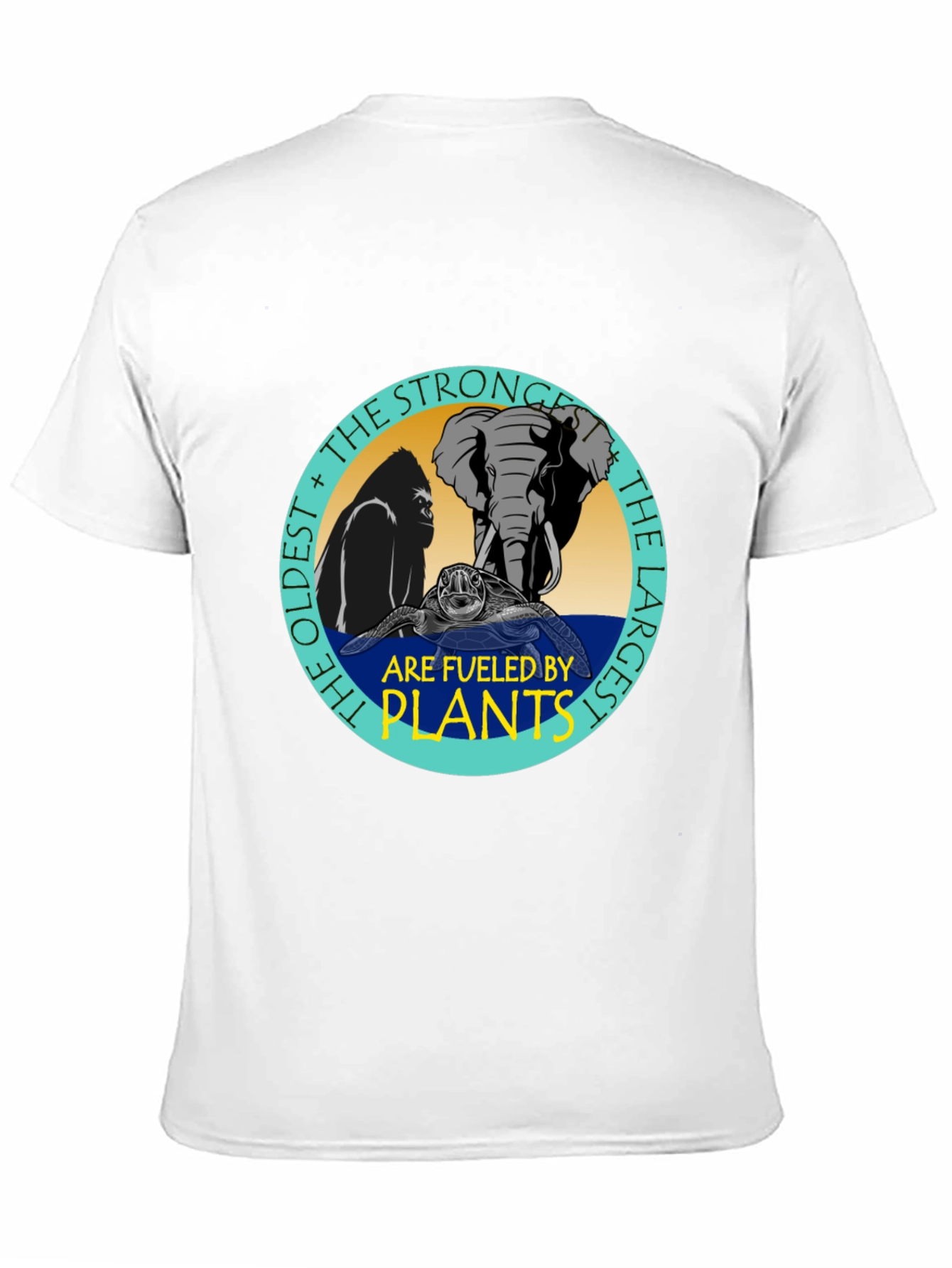 Fueled By Plants T-Shirt: Gorilla Elephant Turtle Design
