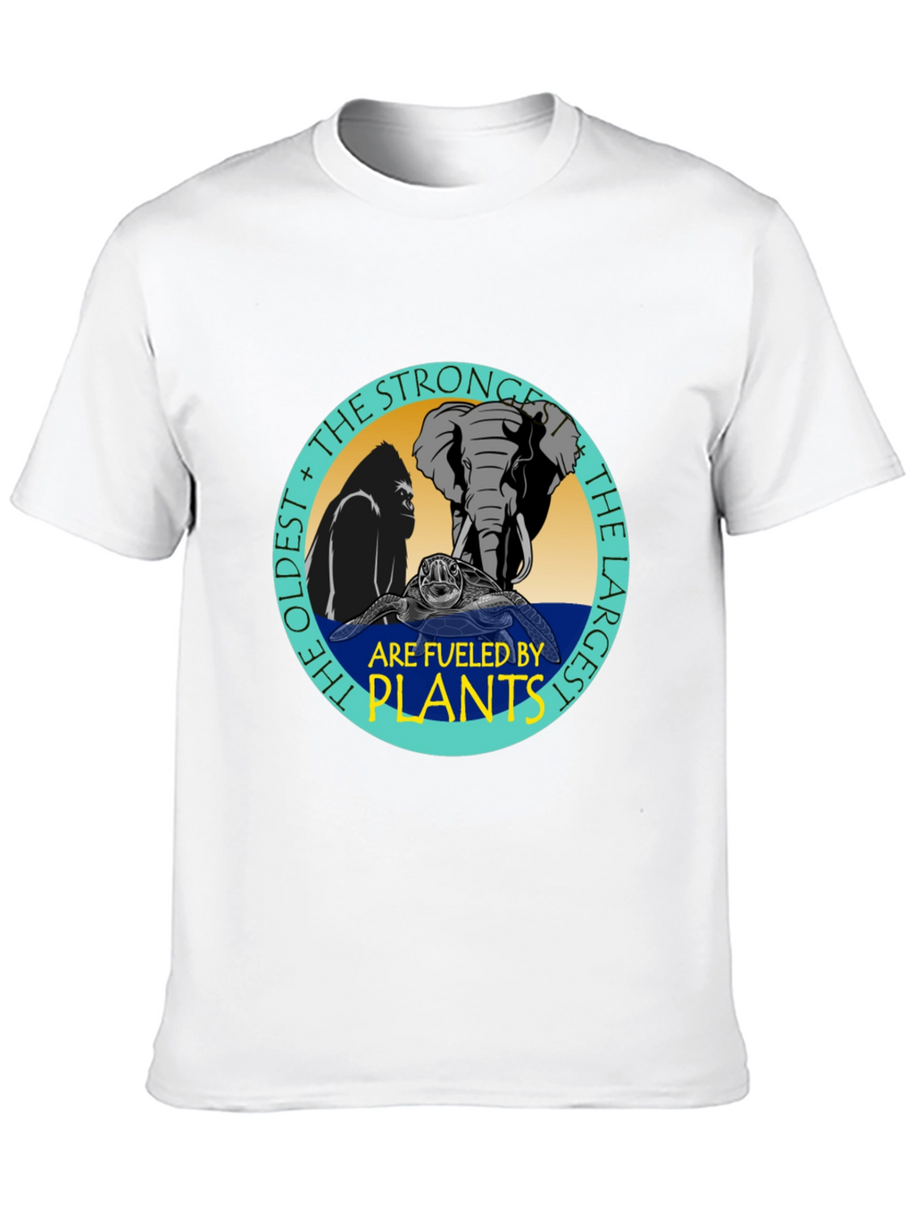 Fueled By Plants T-Shirt: Gorilla Elephant Turtle Design