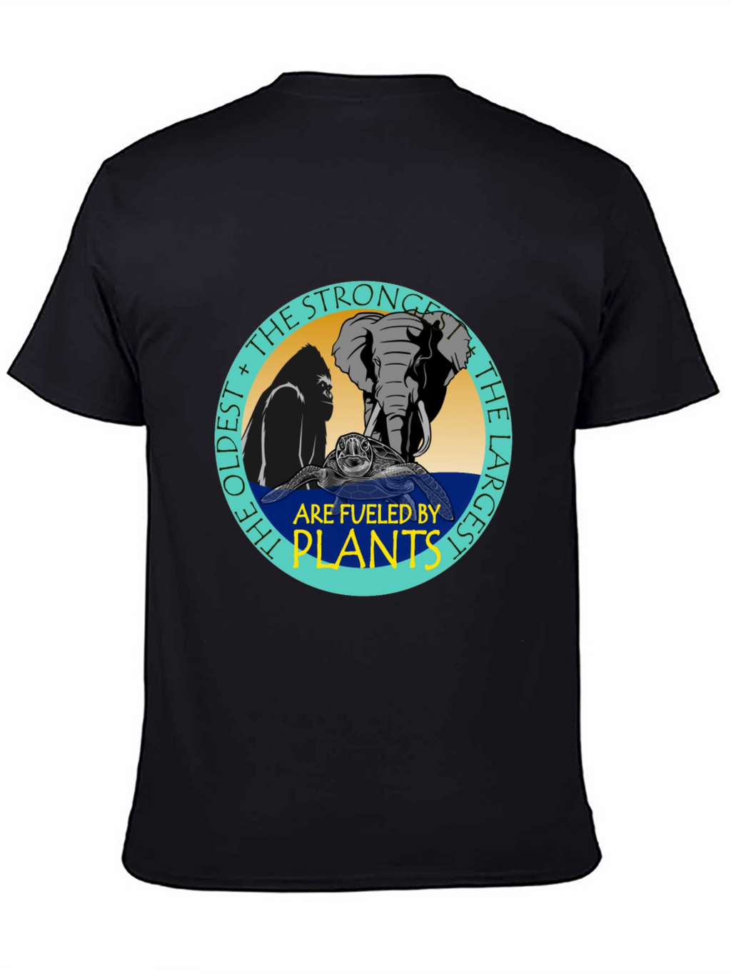 Fueled By Plants T-Shirt: Gorilla Elephant Turtle Design