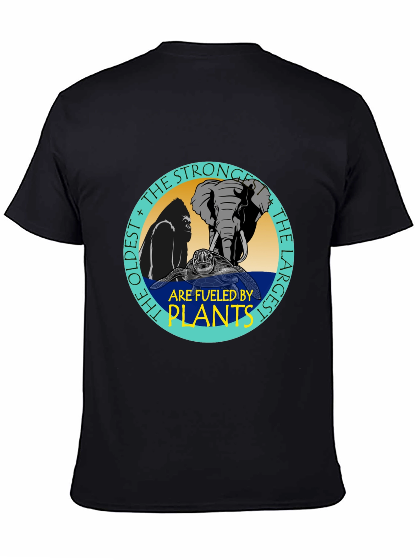 Fueled By Plants T-Shirt: Gorilla Elephant Turtle Design