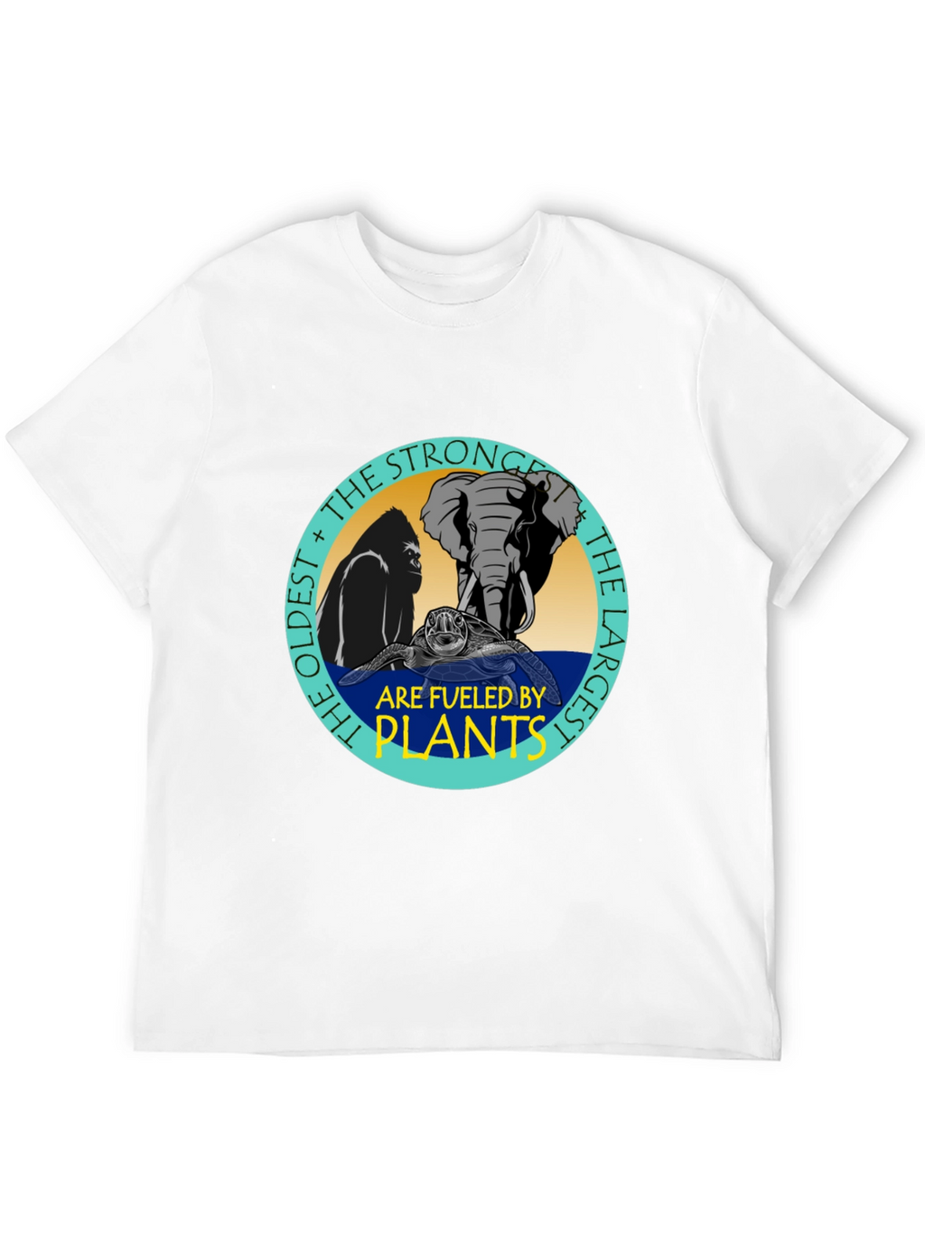 Fueled By Plants T-Shirt: Gorilla Elephant Turtle Design