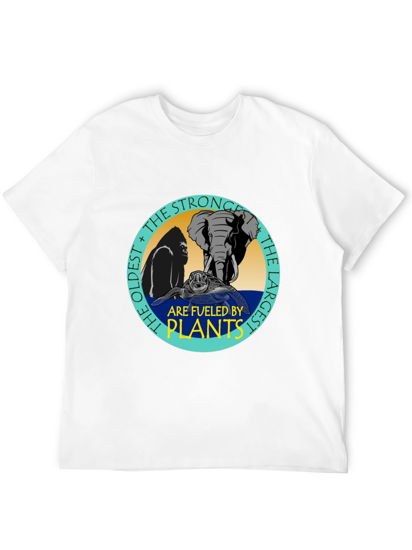 Fueled By Plants T-Shirt: Gorilla Elephant Turtle Design
