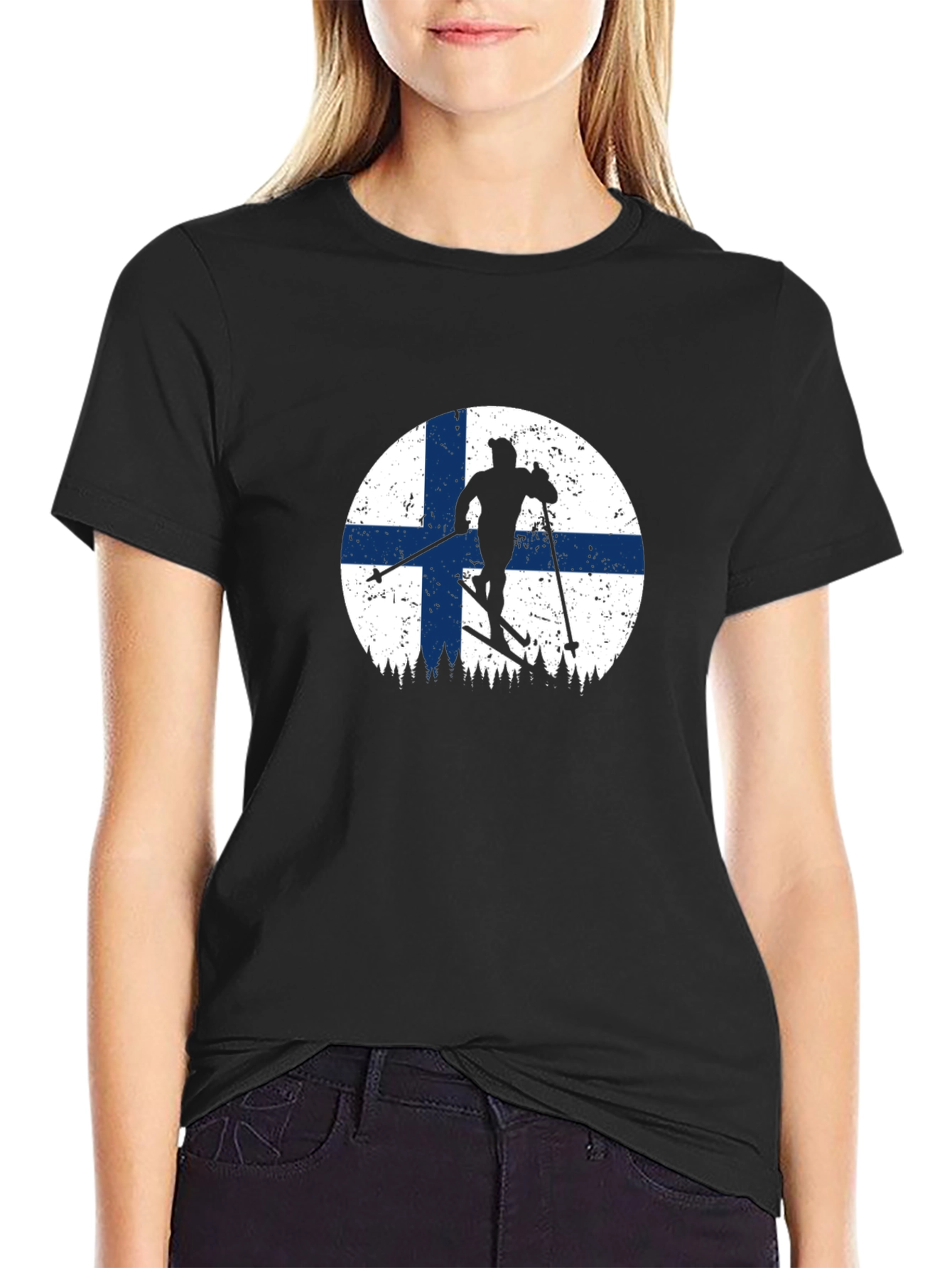 Finland Skiing Silhouette T-Shirt