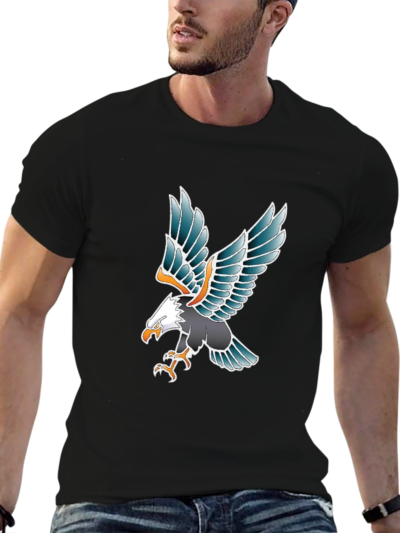 Eagle Graphic Tee - Black Cotton Blend