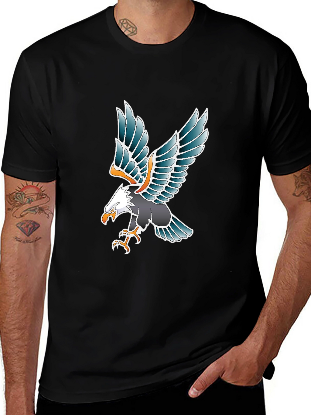 Eagle Graphic Tee - Black Cotton Blend
