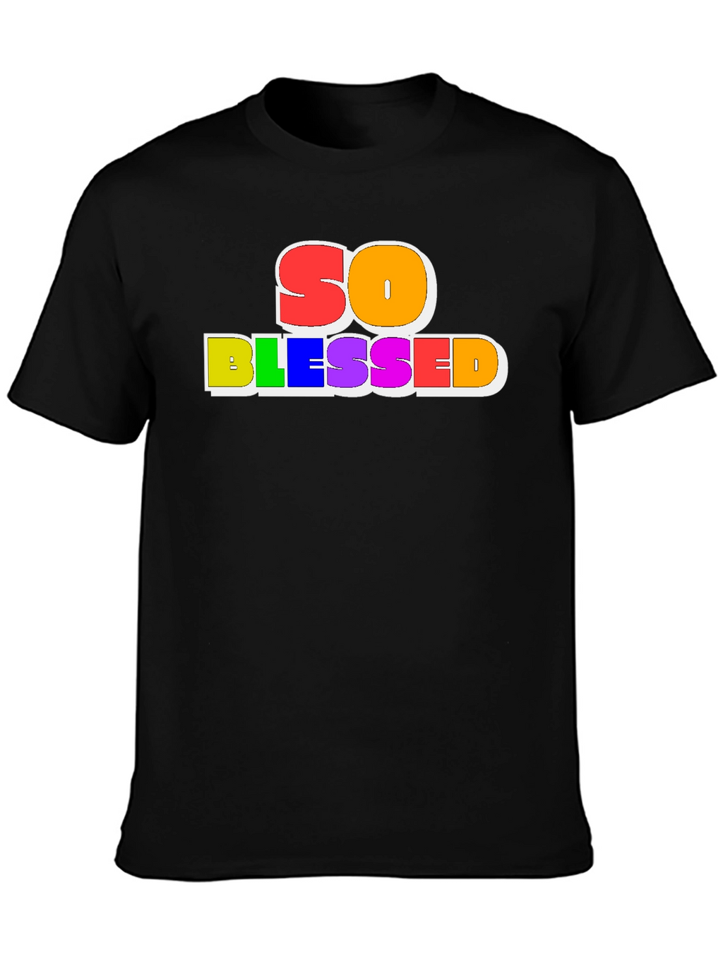 So Blessed Rainbow Graphic Black Tee