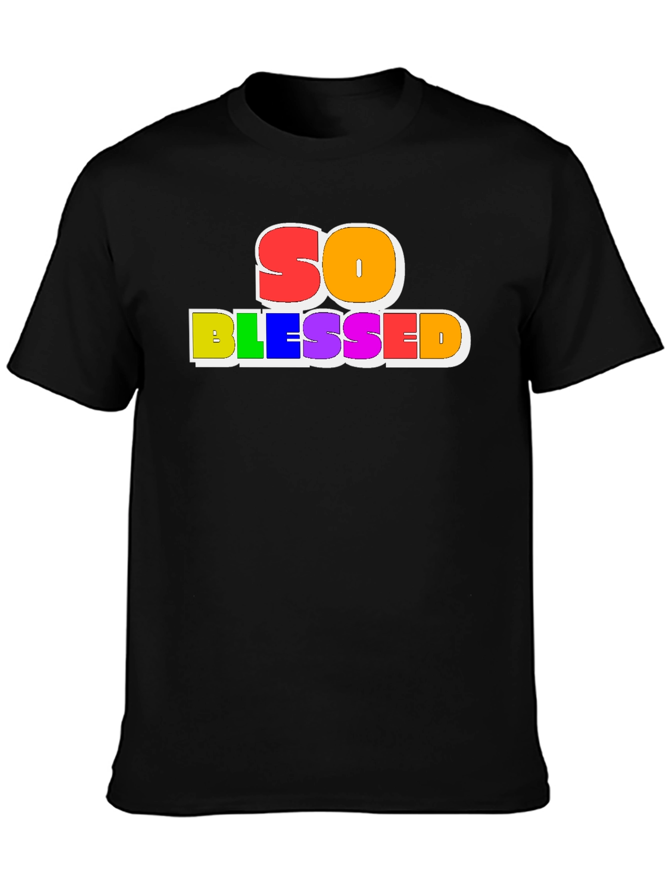 So Blessed Rainbow Graphic Black Tee