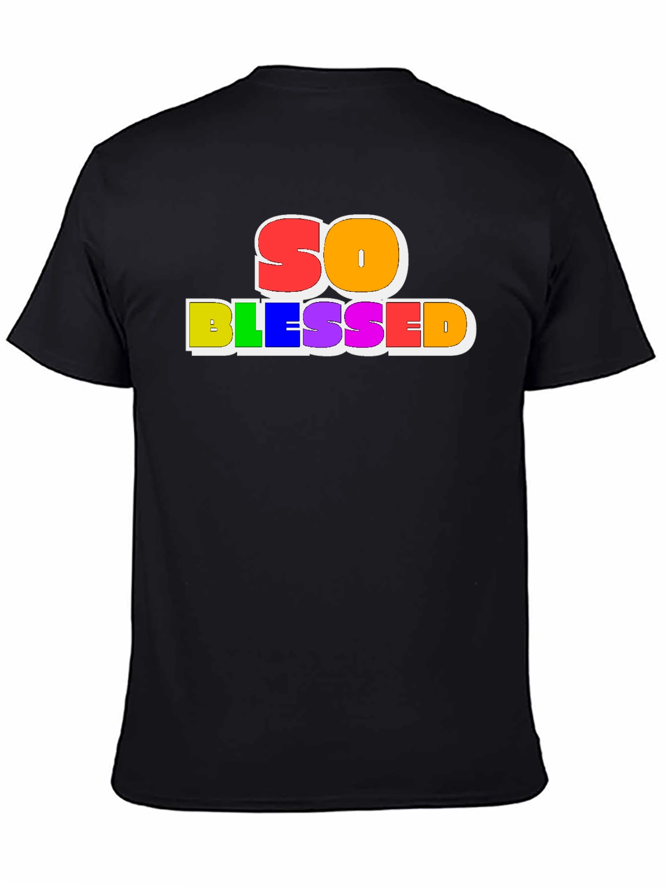 So Blessed Rainbow Graphic Black Tee