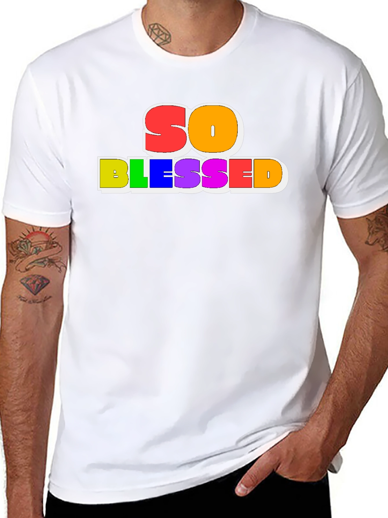 So Blessed Rainbow Graphic Black Tee