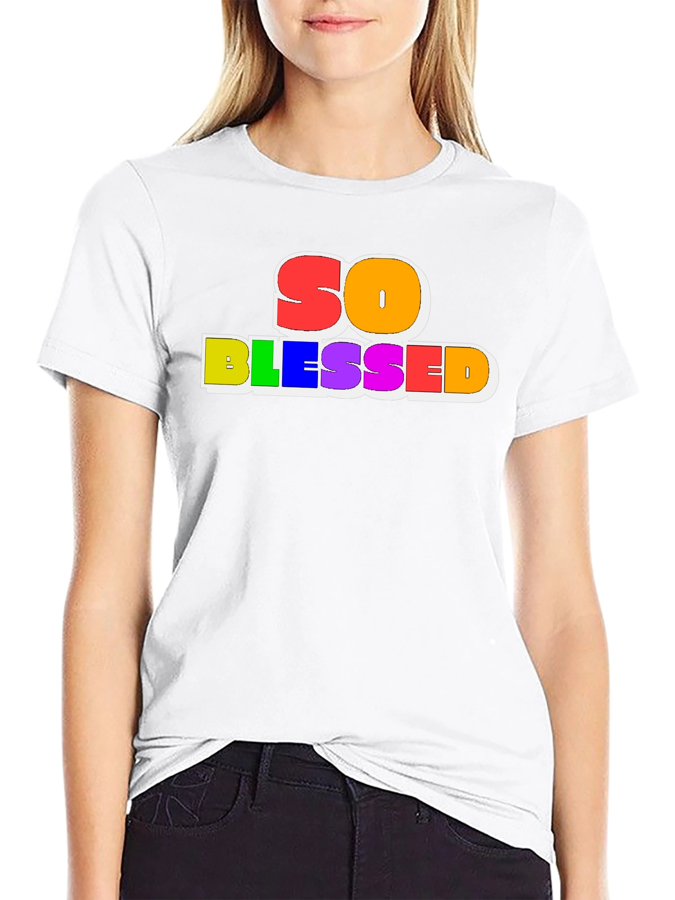So Blessed Rainbow Graphic Black Tee