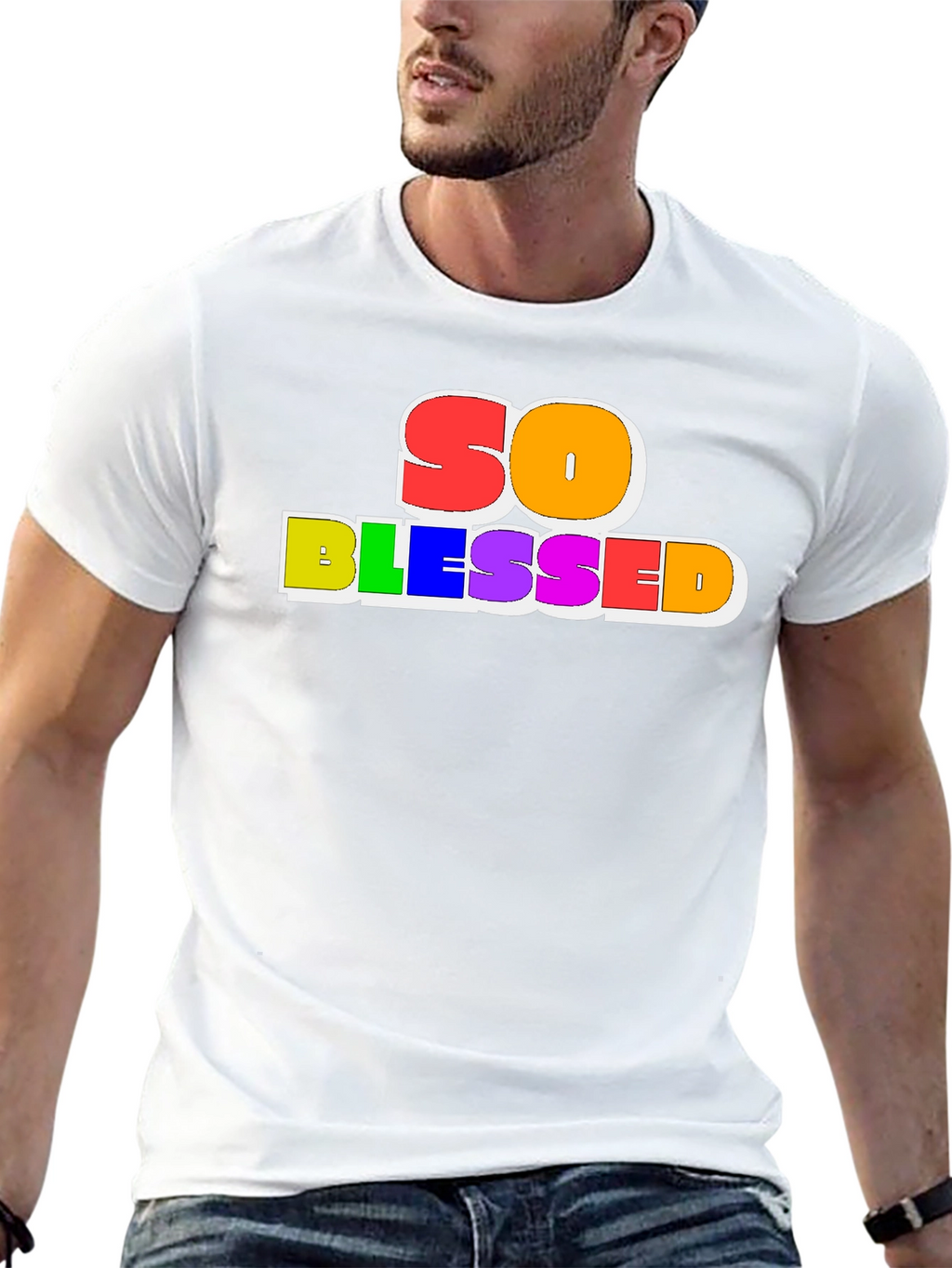 So Blessed Rainbow Graphic Black Tee