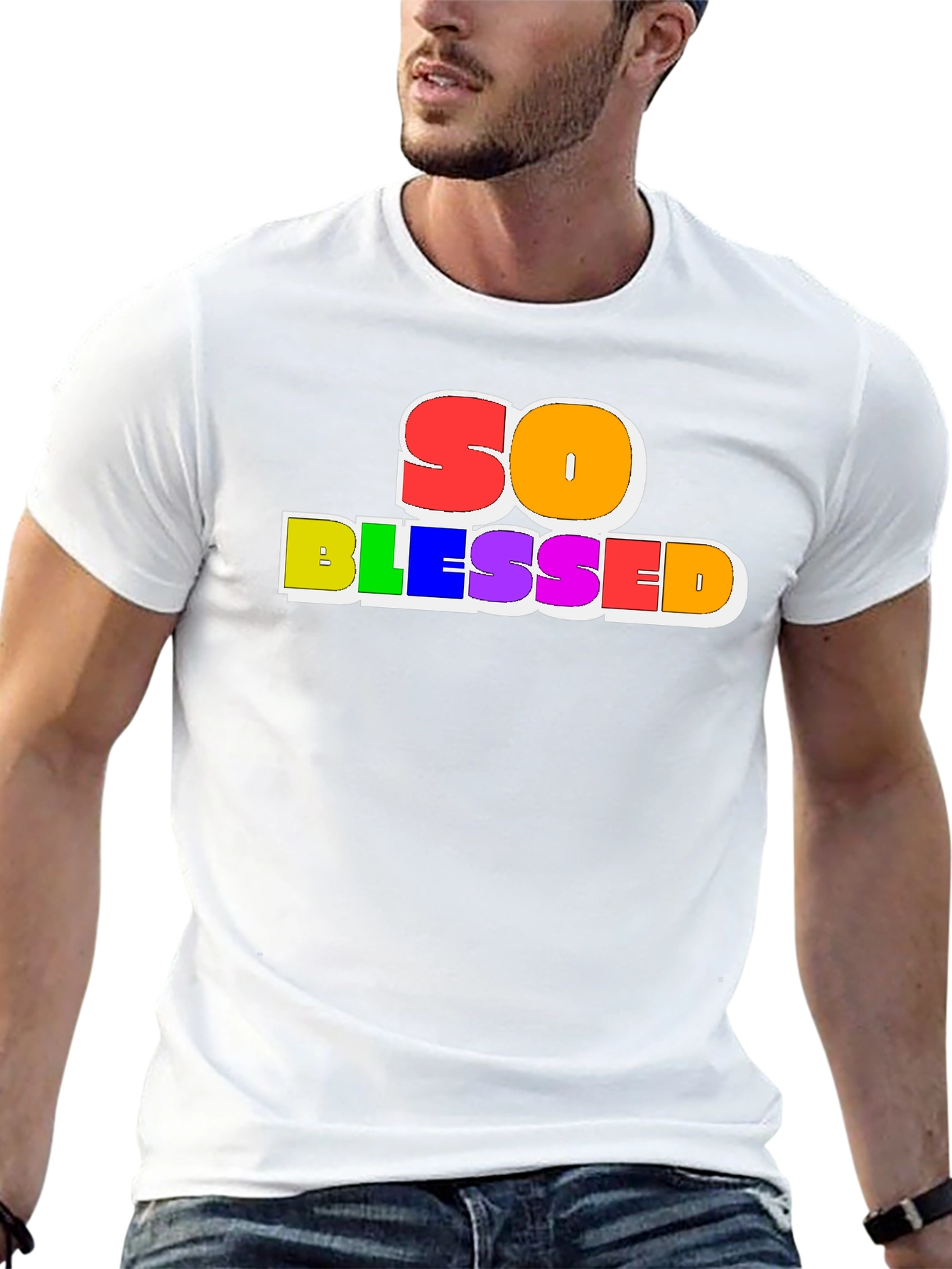 So Blessed Rainbow Graphic Black Tee