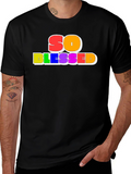 So Blessed Rainbow Graphic Black Tee