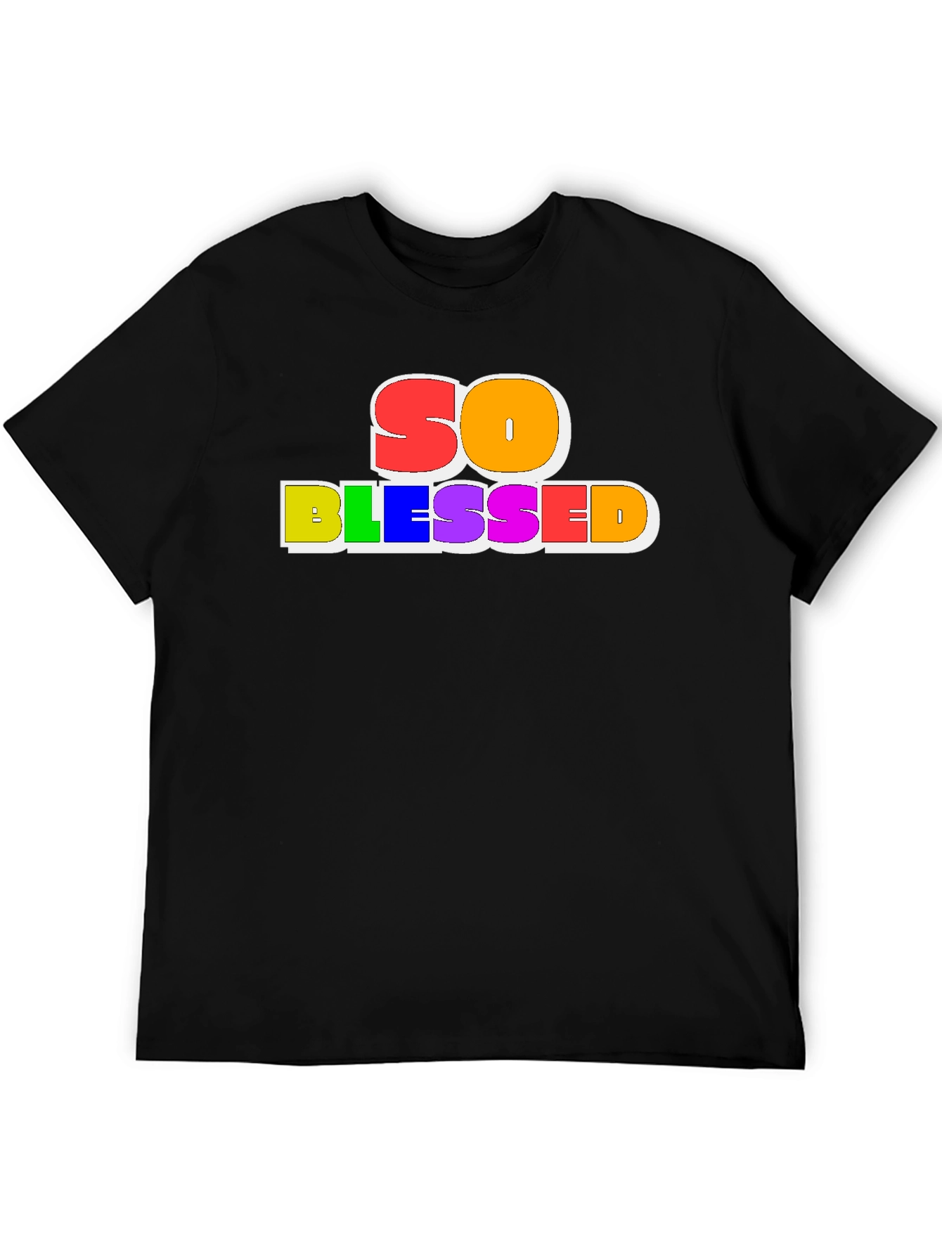 So Blessed Rainbow Graphic Black Tee
