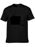 Retro TV Graphic Tee - Classic Black Cotton T-Shirt