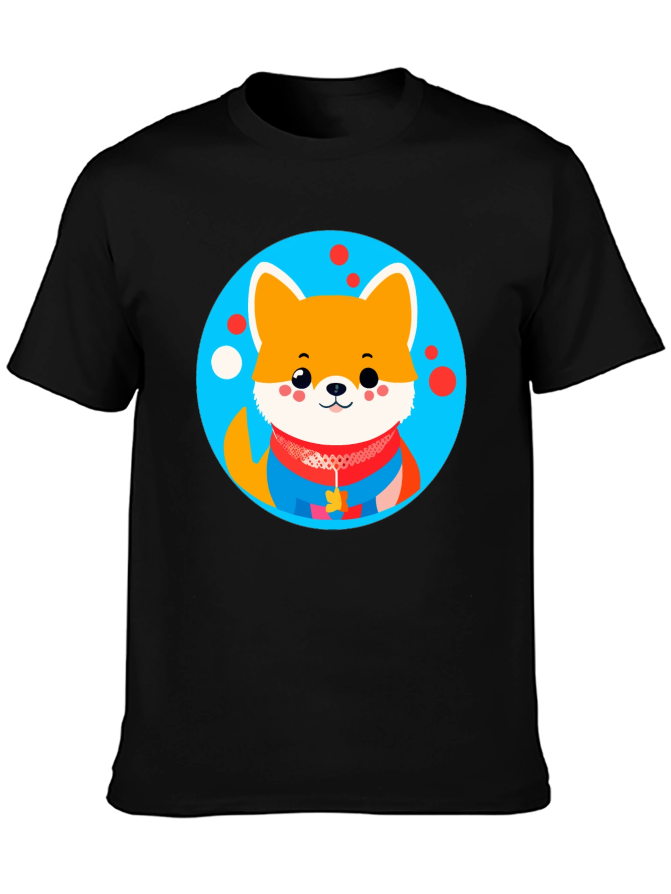 Cute Dog Graphic Tee - Black Crew Neck Unisex T-Shirt