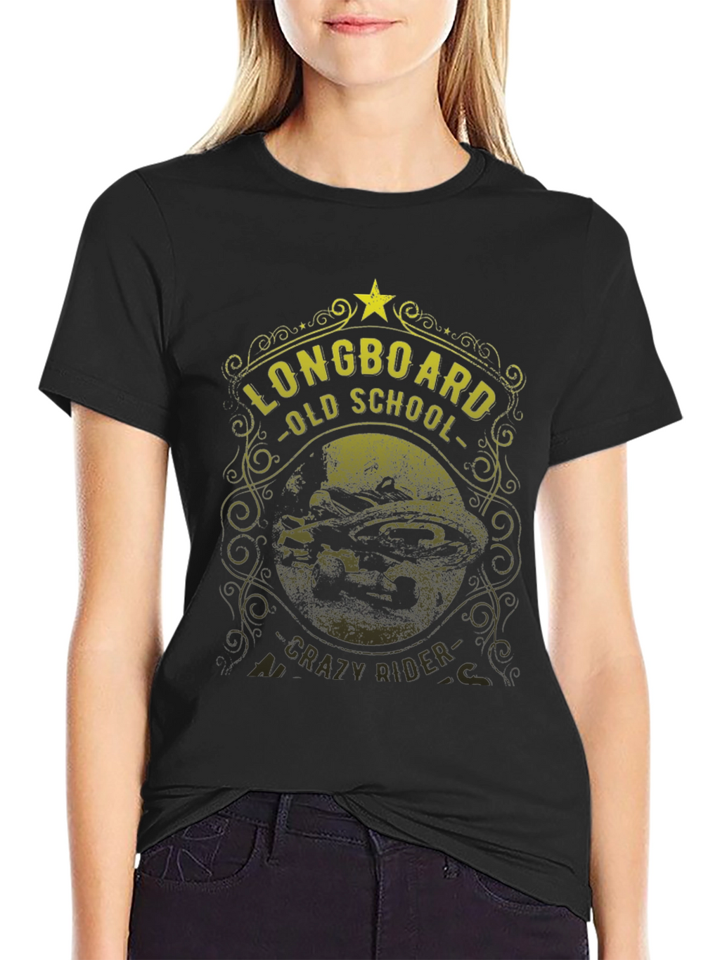 Longboard Old School Crazy Rider Graphic Tee