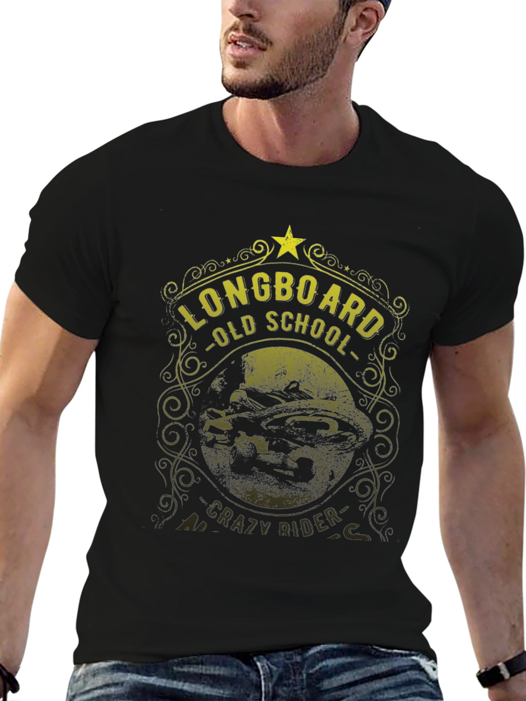 Longboard Old School Crazy Rider Graphic Tee