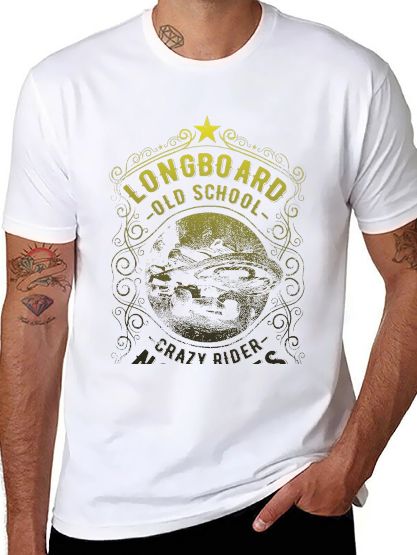 Longboard Old School Crazy Rider Graphic Tee