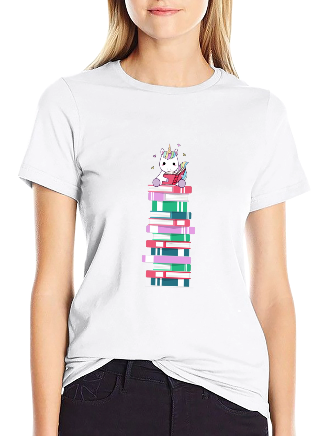 Unicorn Reading on Books T-Shirt