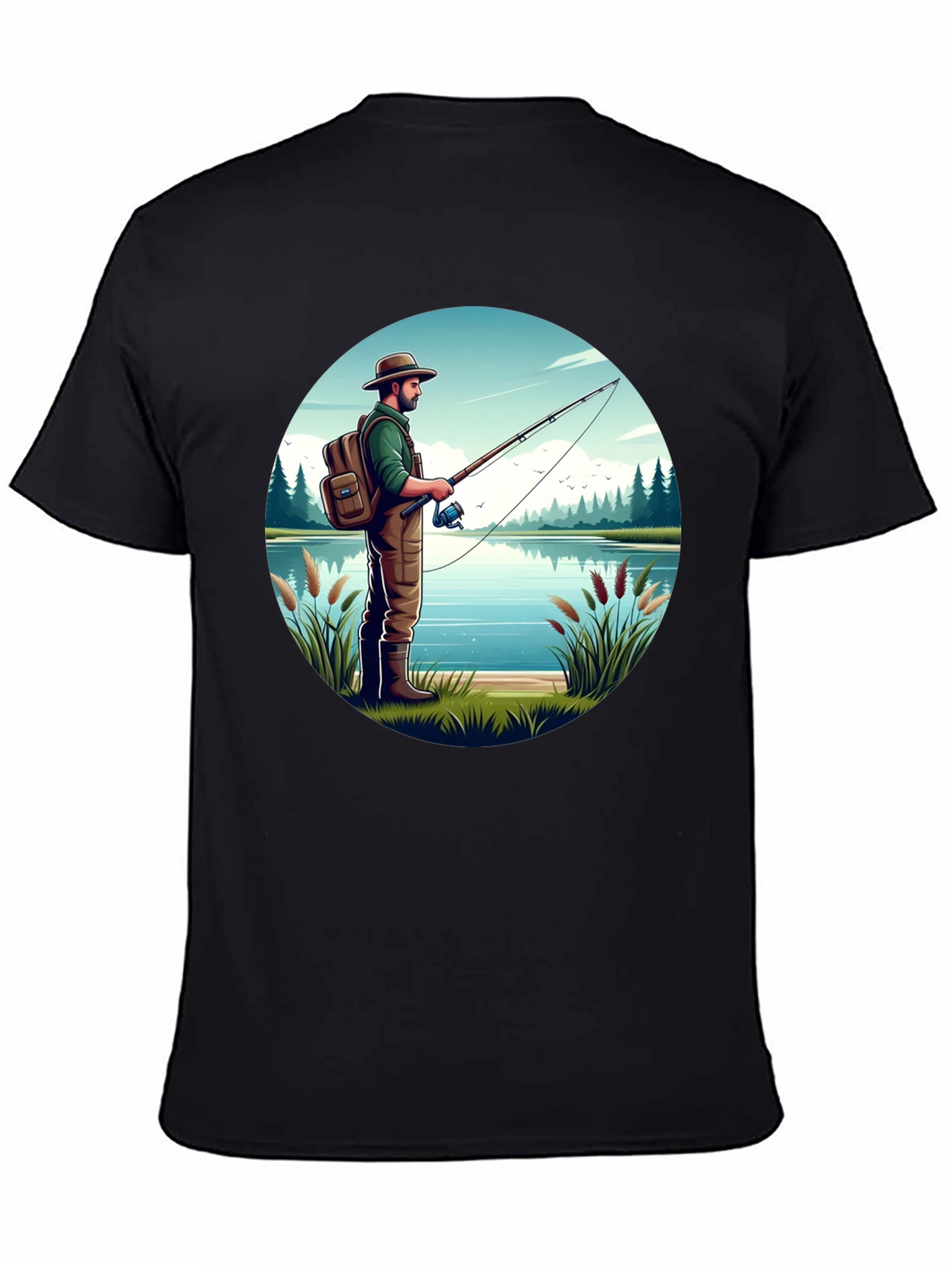 Fisherman Lake Graphic Tee - Nature Lover Shirt
