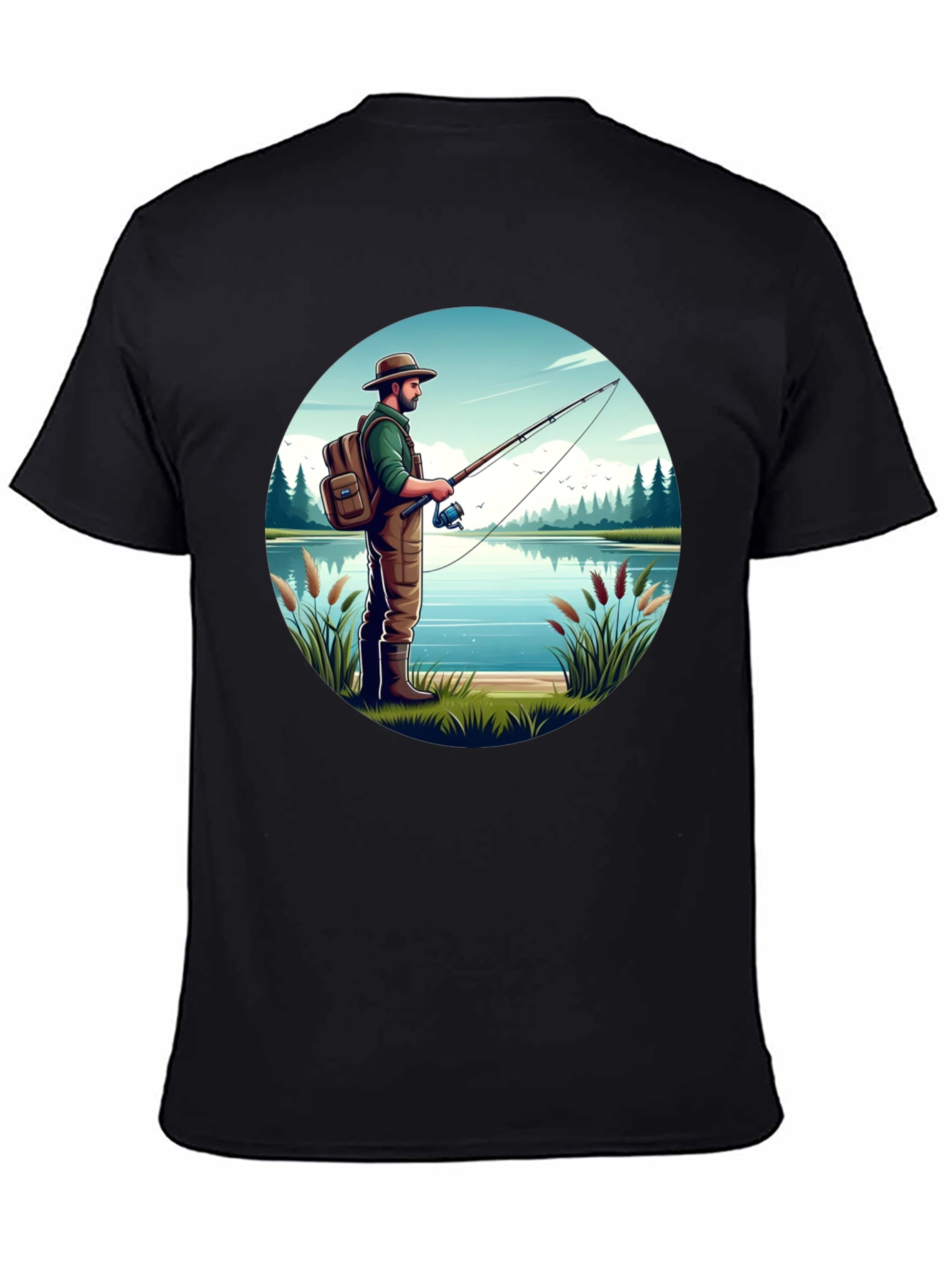 Fisherman Lake Graphic Tee - Nature Lover Shirt