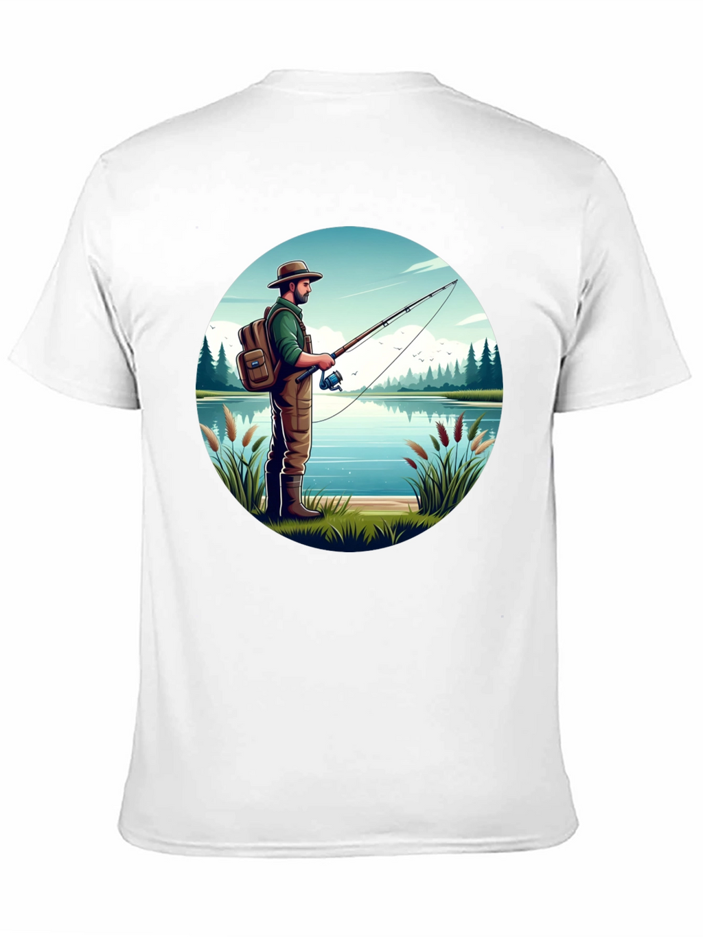 Fisherman Lake Graphic Tee - Nature Lover Shirt
