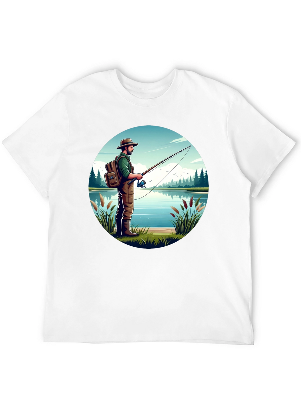Fisherman Lake Graphic Tee - Nature Lover Shirt