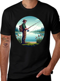 Fisherman Lake Graphic Tee - Nature Lover Shirt